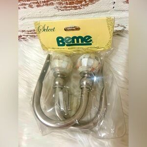 Beme Select Curtain Holdback Pair Pearl Ball Brushed Steel Finish Hardware